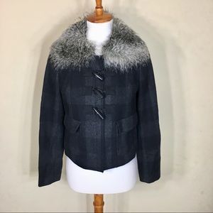 Halogen Plaid Faux Fur Toggle Jacket